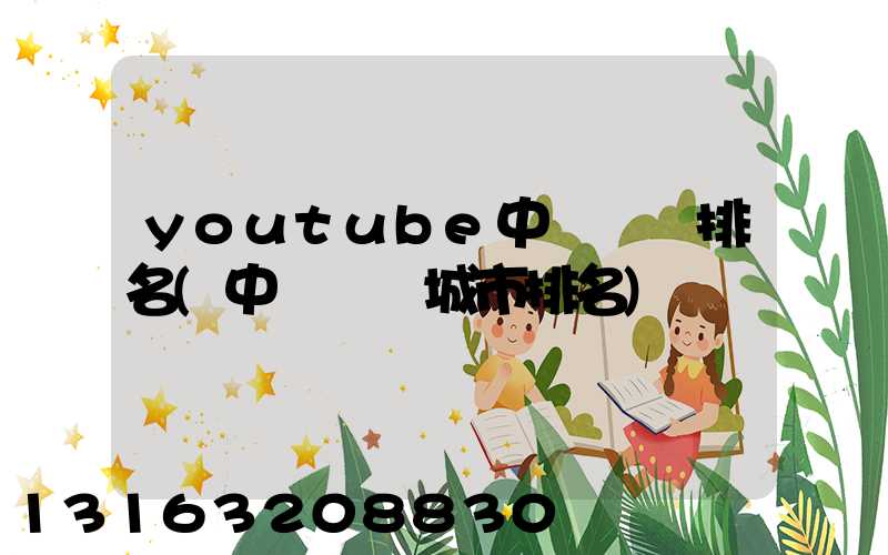 youtube中國網紅排名(中國網紅城市排名)