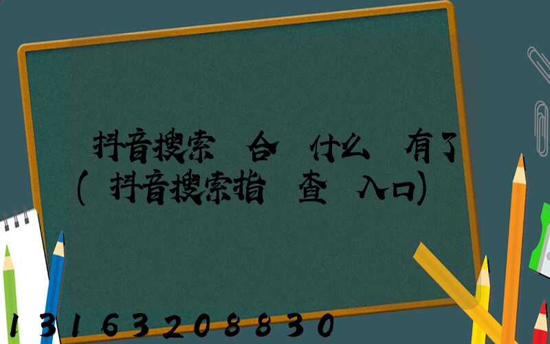 抖音搜索綜合為什么沒有了(抖音搜索指數查詢入口)